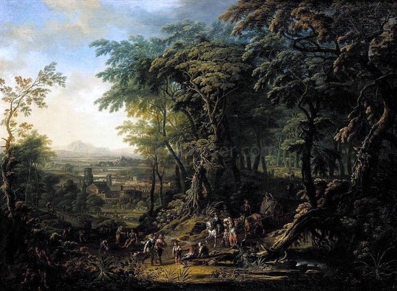  Franz Christoph Janneck Travellers on a Forest Road - Canvas Art Print