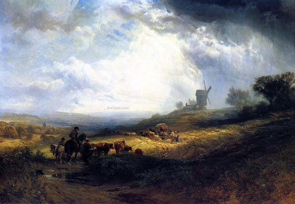  Samuel Prout Travellers on a Path in an Extensive Landscape - Canvas Art Print