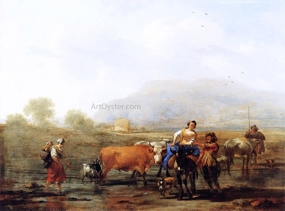 Nicolaes Berchem Travelling Peasants - Canvas Art Print