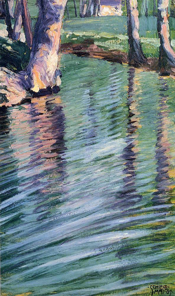  Egon Schiele Trees Mirrored in a Pond - Canvas Art Print