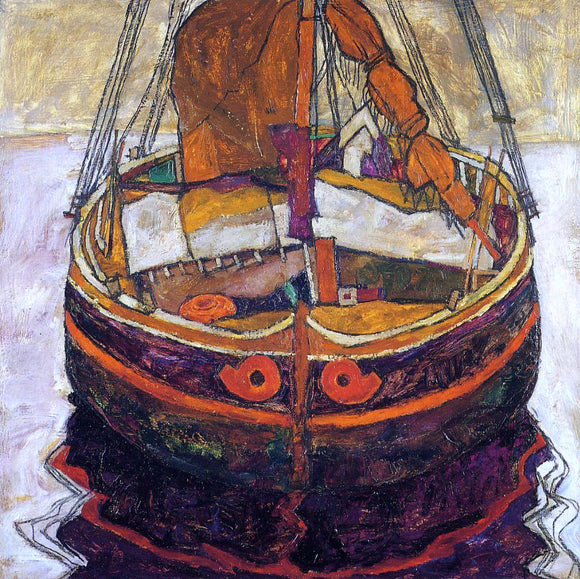  Egon Schiele A Trieste Fishing Boat - Canvas Art Print