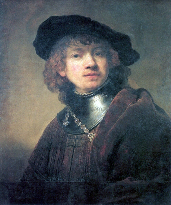  Rembrandt Van Rijn Tronie of a Young man with Gorget and Beret (previously regarded as a self portrait) - Canvas Art Print