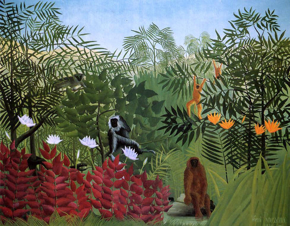  Henri Rousseau A Tropical Forest with Apes and Snake - Canvas Art Print