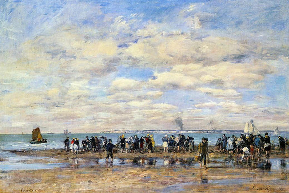  Eugene-Louis Boudin Trouville, the Beach at Low Tide - Canvas Art Print