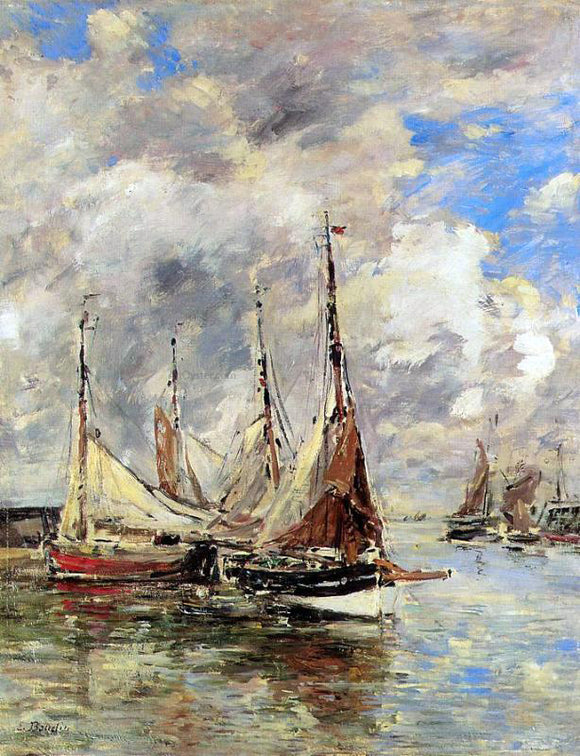  Eugene-Louis Boudin Trouville, the Piers, High Tide - Canvas Art Print