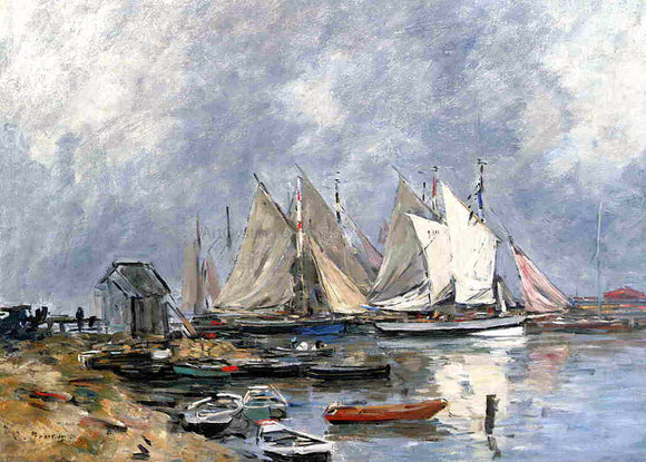  Eugene-Louis Boudin Trouville, the Port, Boats and Dinghys - Canvas Art Print