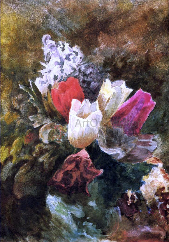  John La Farge Tulips and Hyacinths - Canvas Art Print