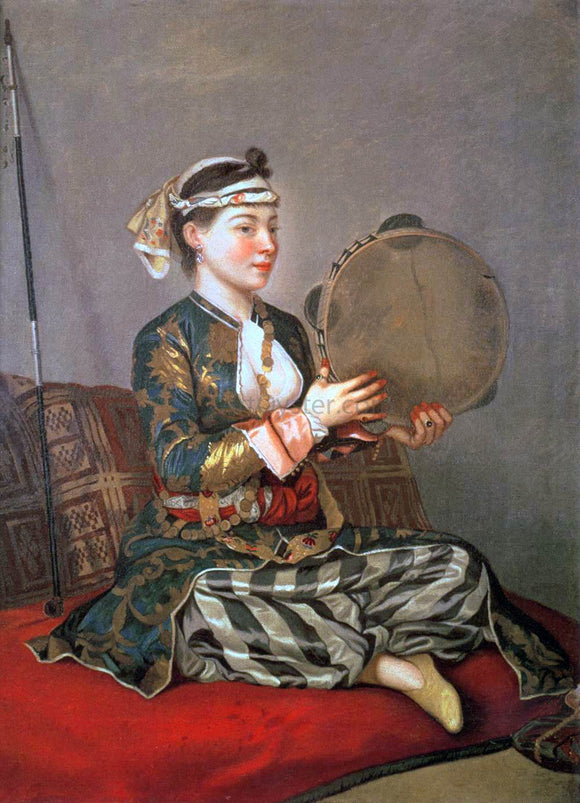  Jean-Etienne Liotard Turkish Woman with a Tambourine - Canvas Art Print