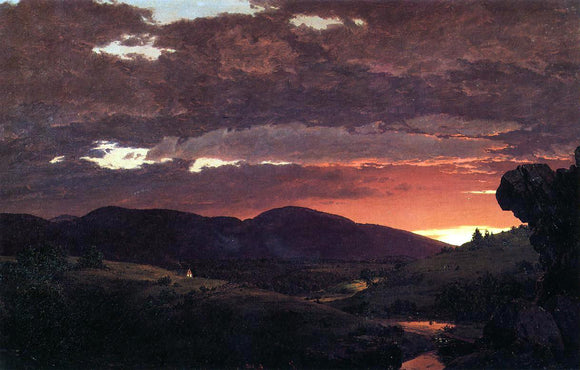  Frederic Edwin Church Twilight, 'Short arbiter 'twixt day and night' - Canvas Art Print