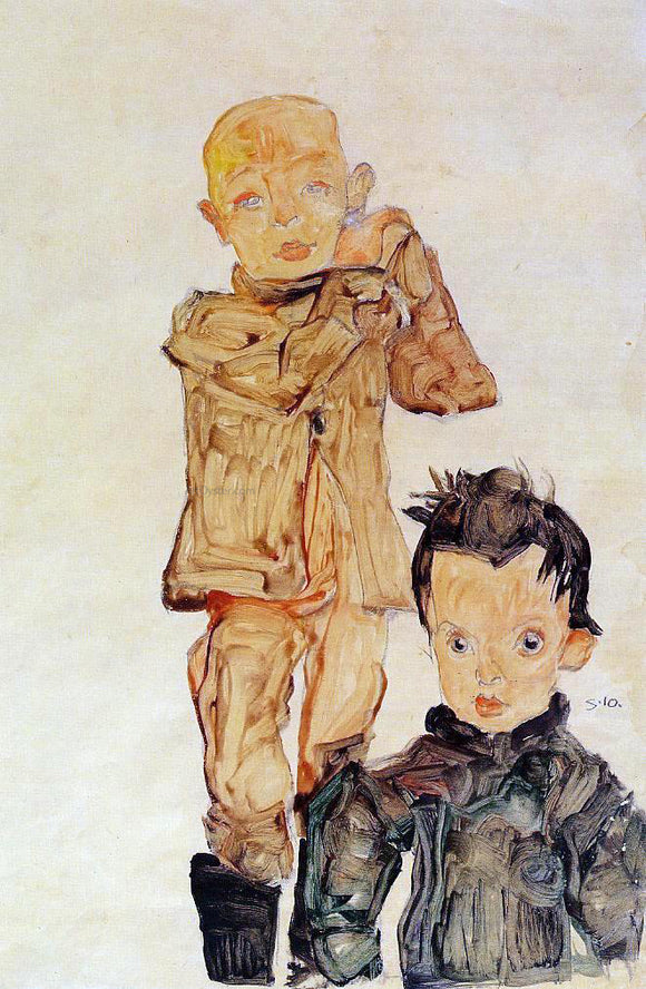  Egon Schiele Two Boys - Canvas Art Print