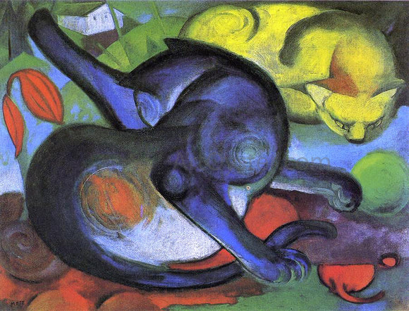  Franz Marc Two Cats, Blue and Yellow - Canvas Art Print