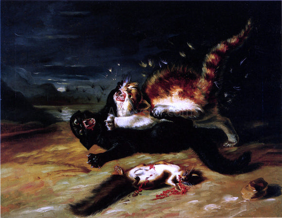  John James Audubon Two Cats Fighting - Canvas Art Print
