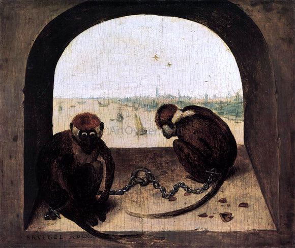  The Elder Pieter Bruegel Two Chained Monkeys - Canvas Art Print