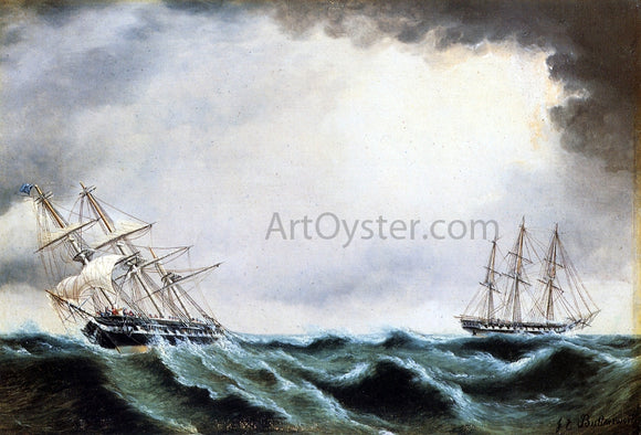  James E Buttersworth Two Clipper Ships - Canvas Art Print