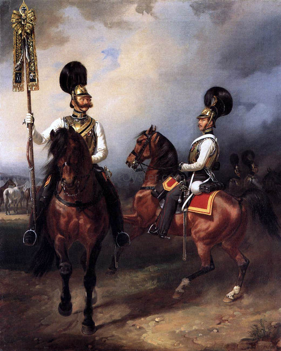  Franz Kruger Two Cuirassiers from the Regiment of Czar Nicholas I - Canvas Art Print
