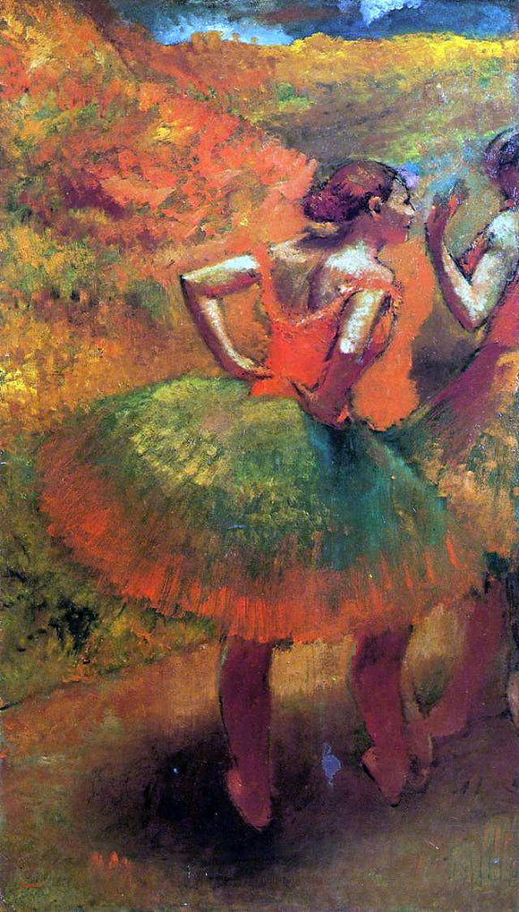  Edgar Degas Two Dancers in Green Skirts, Landscape Scenery - Canvas Art Print