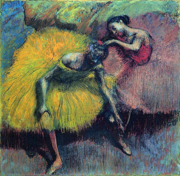  Edgar Degas Two Dancers in Yellow and Pink - Canvas Art Print