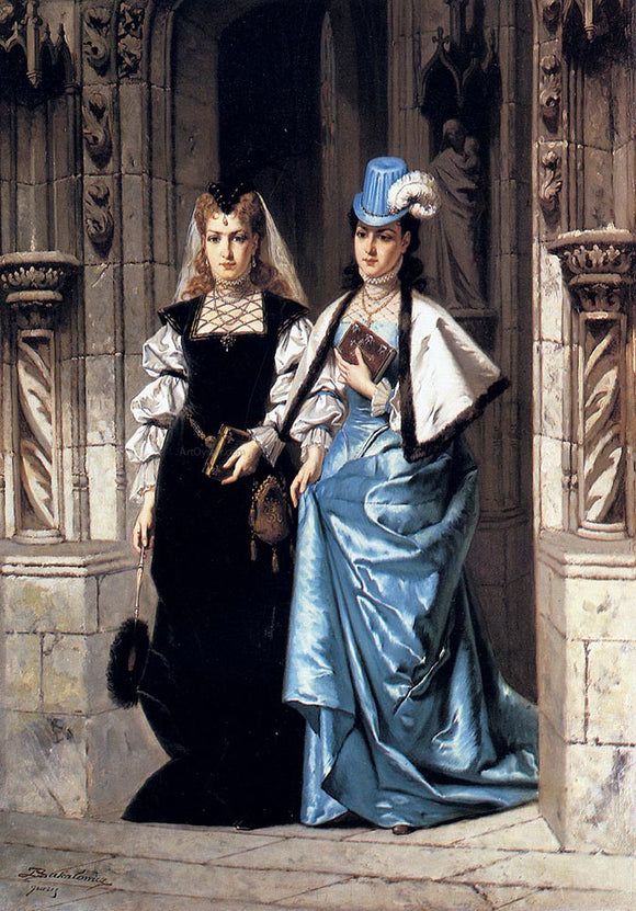  Ladislaus Bakalowicz Two Elegant Ladies Leaving A Church - Canvas Art Print