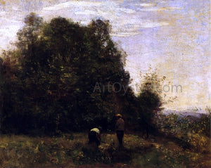  Jean-Baptiste-Camille Corot Two Figures - Working in the Fields - Canvas Art Print