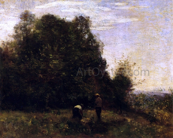  Jean-Baptiste-Camille Corot Two Figures - Working in the Fields - Canvas Art Print