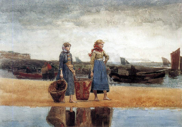  Winslow Homer Two Girls at the Beach, Tynemouth - Canvas Art Print