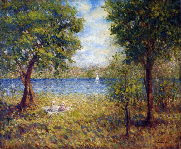  Henri Lebasque Two Girls by the Eau river - Canvas Art Print