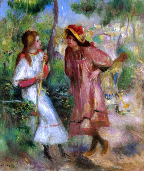 Pierre Auguste Renoir Two Girls in the Garden at Montmartre - Canvas Art Print