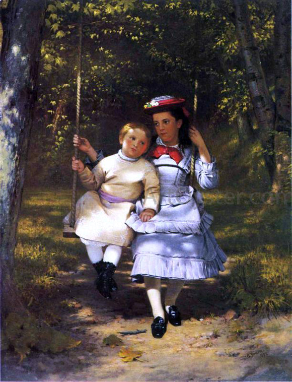  John George Brown Two Girls on a Swing - Canvas Art Print