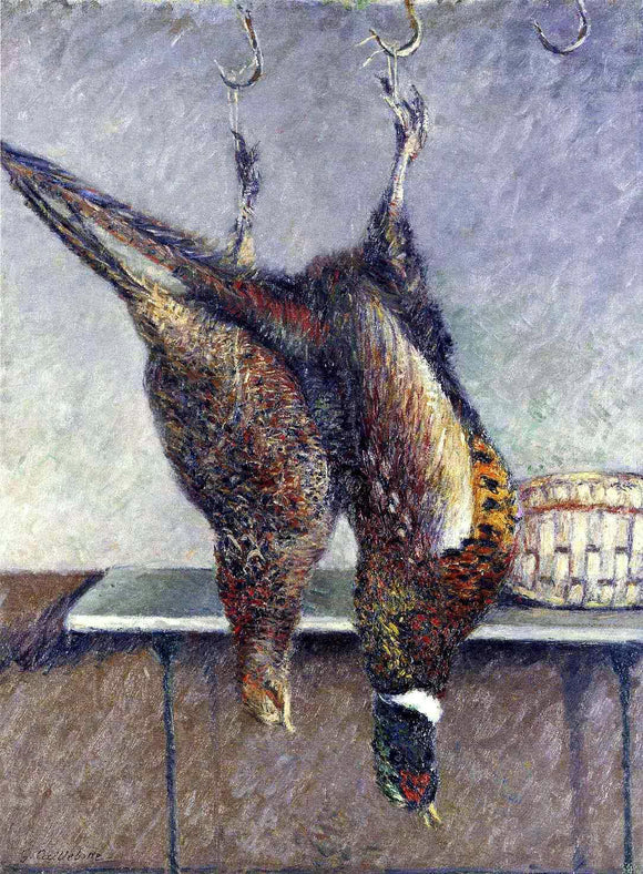  Gustave Caillebotte Two Hanging Pheasants - Canvas Art Print