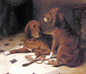 William Luker Two Hounds in a Great Hall - Canvas Art Print