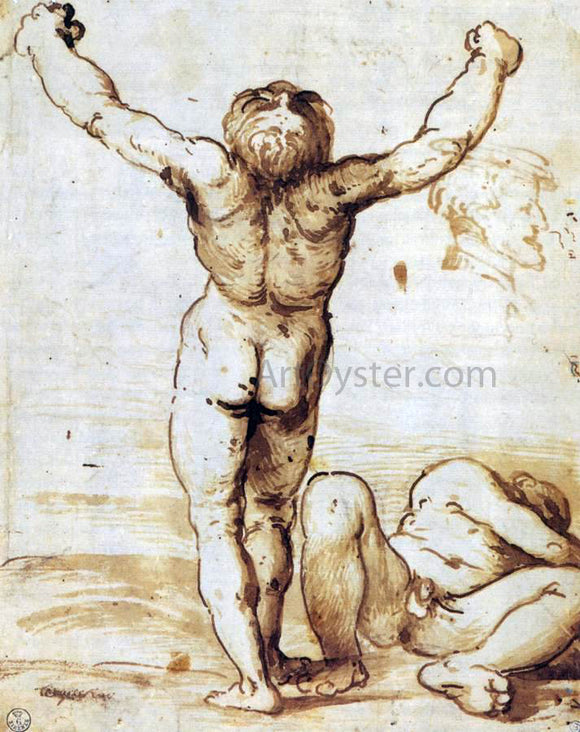  Girolamo Romanino Two Nude Men - Canvas Art Print