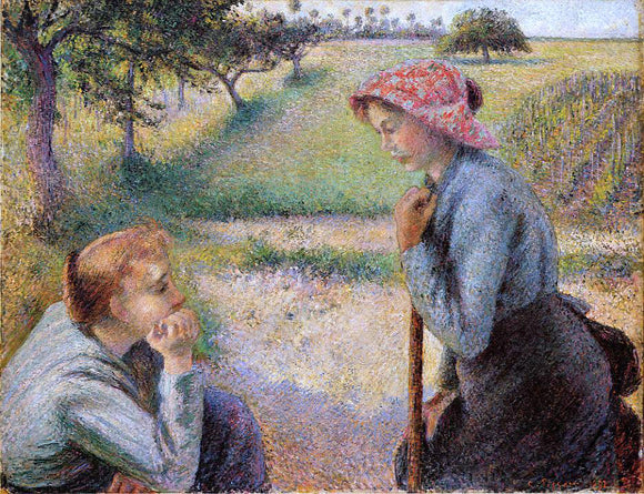  Camille Pissarro Two Peasant Woman Chatting - Canvas Art Print