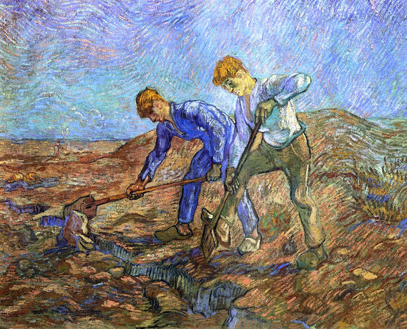  Vincent Van Gogh Two Peasants Diging (after Millet) - Canvas Art Print