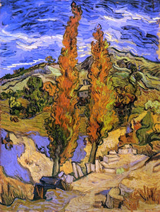  Vincent Van Gogh Two Poplars on a Road through the Hills - Canvas Art Print
