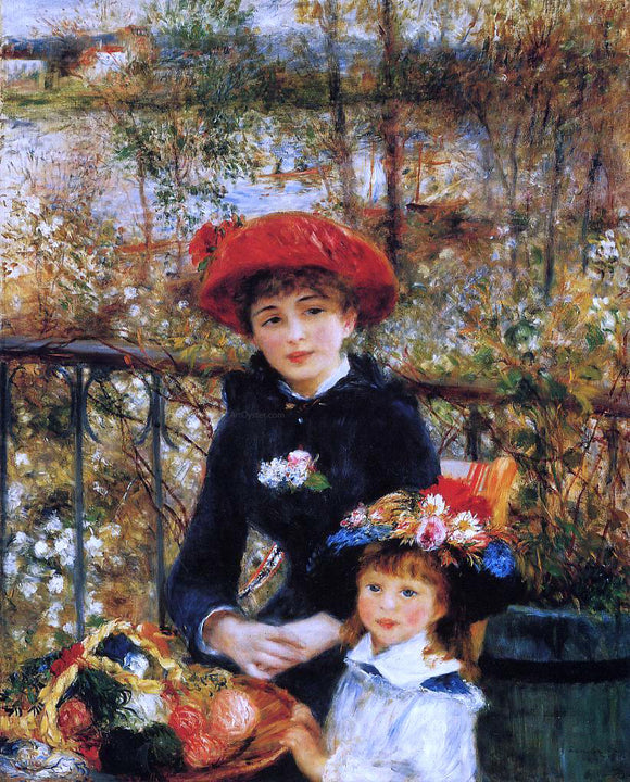  Pierre Auguste Renoir At the Terrace (also known as Two Sisters) - Canvas Art Print