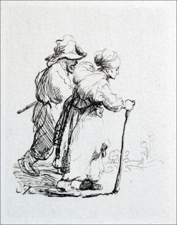  Rembrandt Van Rijn Two Travelling Peasants - Canvas Art Print
