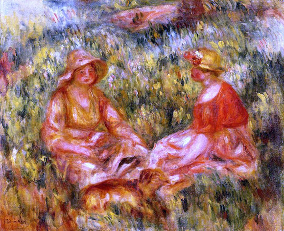  Pierre Auguste Renoir Two Women in the Grass - Canvas Art Print