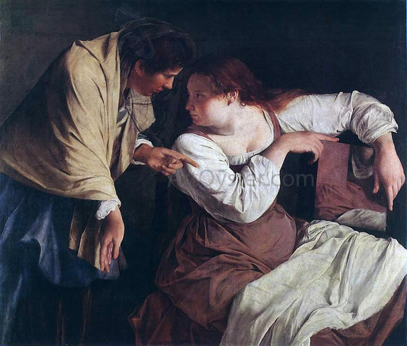  Orazio Gentileschi Two Women with a Mirror - Canvas Art Print