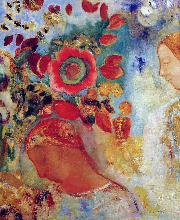  Odilon Redon Two Young Girls among Flowers - Canvas Art Print