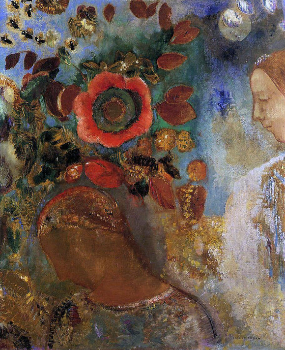  Odilon Redon Two Young Girls among the Flowers - Canvas Art Print