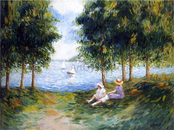  Henri Lebasque Two Young Girls by the River Eau - Canvas Art Print