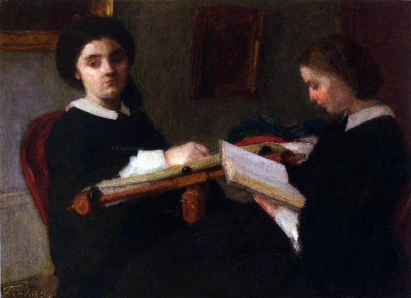  Henri Fantin-Latour Two Young Women, Embroidering and Reading - Canvas Art Print