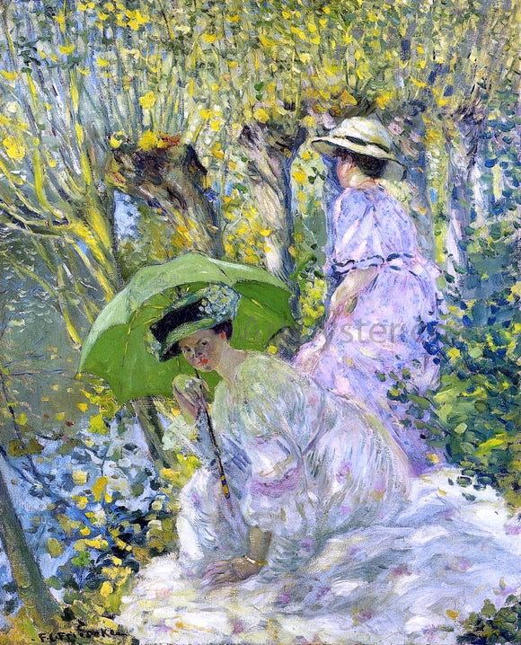  Frederick Carl Frieseke Two Young Women in a Garden - Canvas Art Print