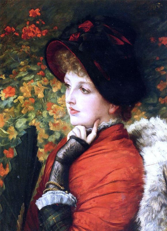  James Tissot Type of Beauty (also known as Kathleen Newton) - Canvas Art Print