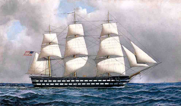  Antonio Jacobsen U. S. Ship-of-The-Line - Canvas Art Print