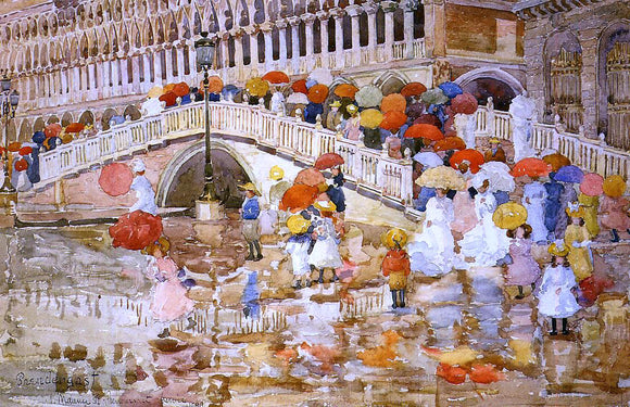  Maurice Prendergast Umbrellas in the Rain - Canvas Art Print