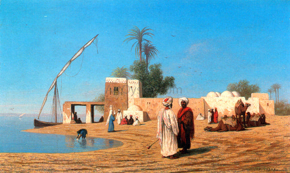  Charles Theodore Frere Un vilage aux bords de Nil - Haute Egypte - Canvas Art Print