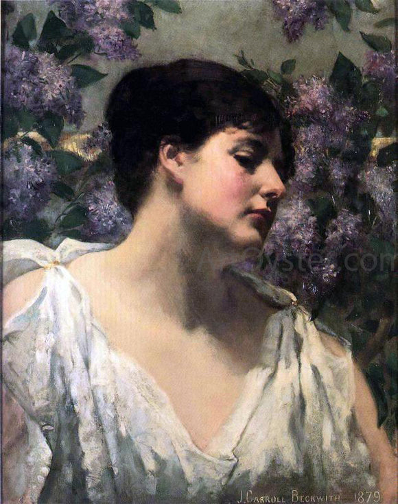  James Carroll Beckwith Under the Lilacs - Canvas Art Print
