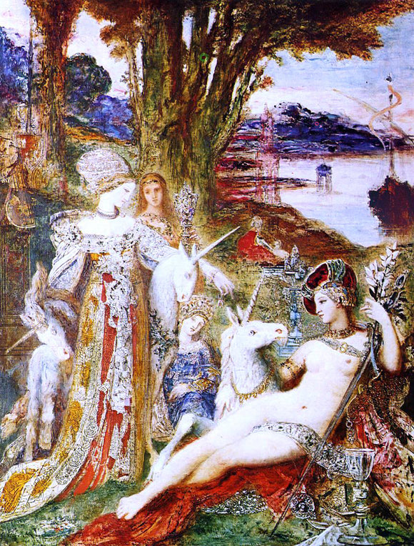  Gustave Moreau Unicorns - Canvas Art Print