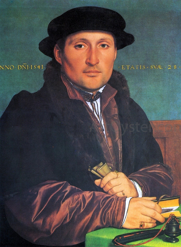 The Younger Hans Holbein Unknown Young Man at His Office Desk - Canvas Art Print